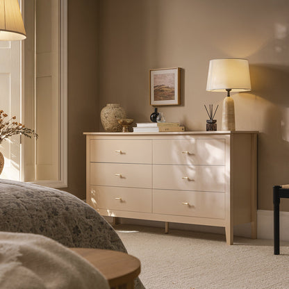 Commode 6 tiroirs Oakham, rose nude