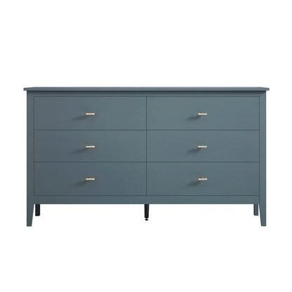Commode 6 tiroirs Oakham, bleu orage