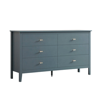 Commode 6 tiroirs Oakham, bleu orage