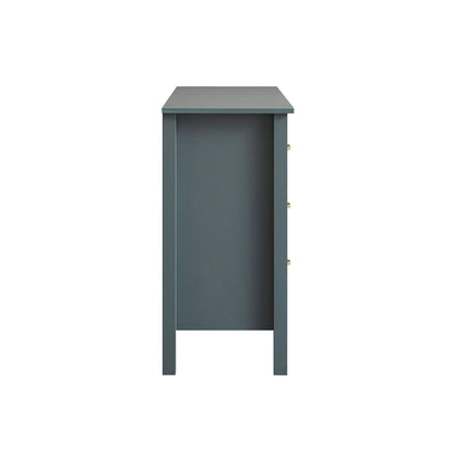 Commode 6 tiroirs Oakham, bleu orage