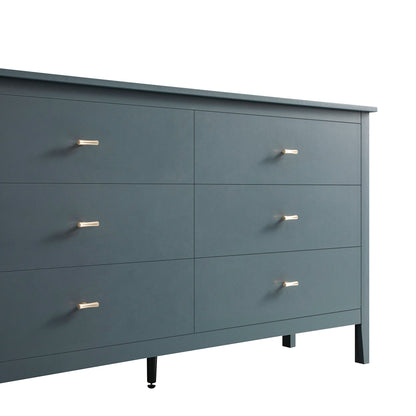 Commode 6 tiroirs Oakham, bleu orage