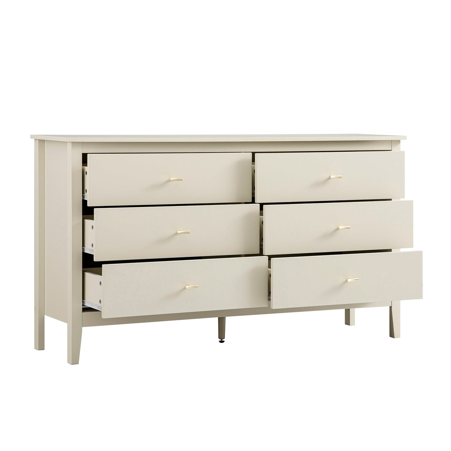 Commode 6 tiroirs Oakham, blanc ombré
