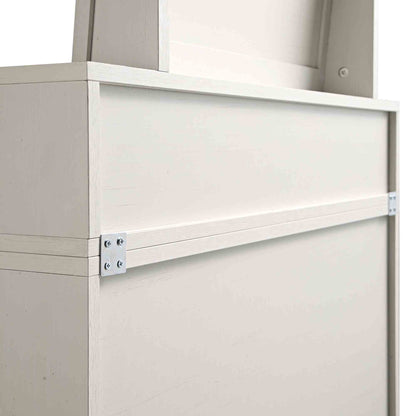 Commode haute en rotin tressé Frances avec miroir, blanc