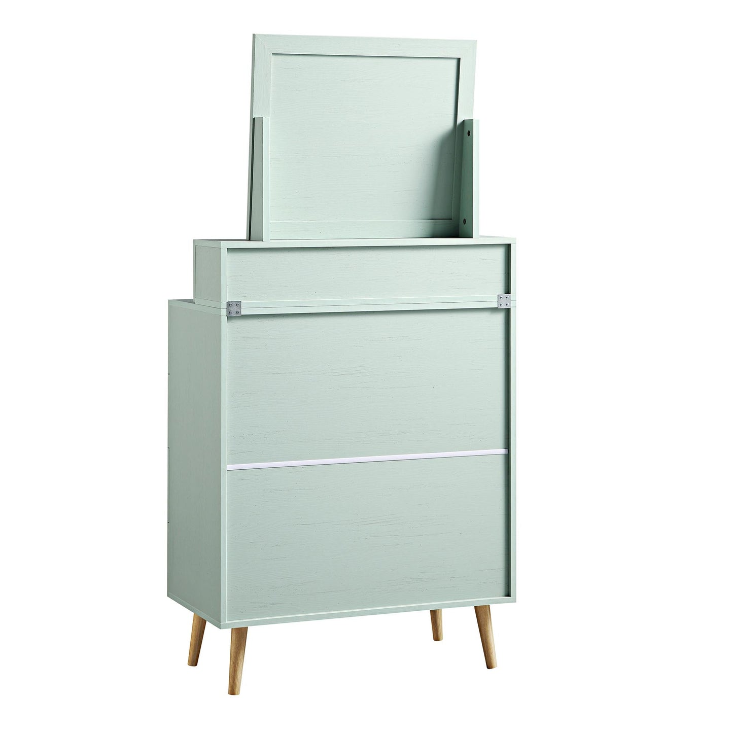 Commode haute en rotin tressé Frances avec miroir, menthe