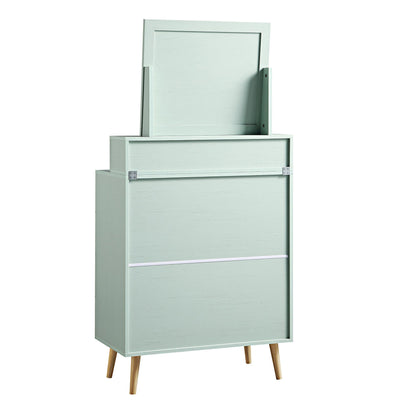 Commode haute en rotin tressé Frances avec miroir, menthe