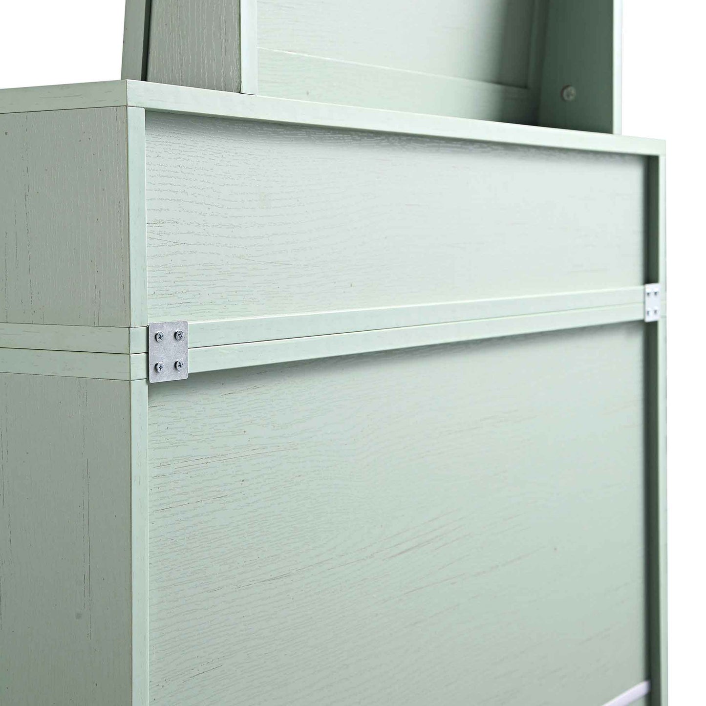 Commode haute en rotin tressé Frances avec miroir, menthe