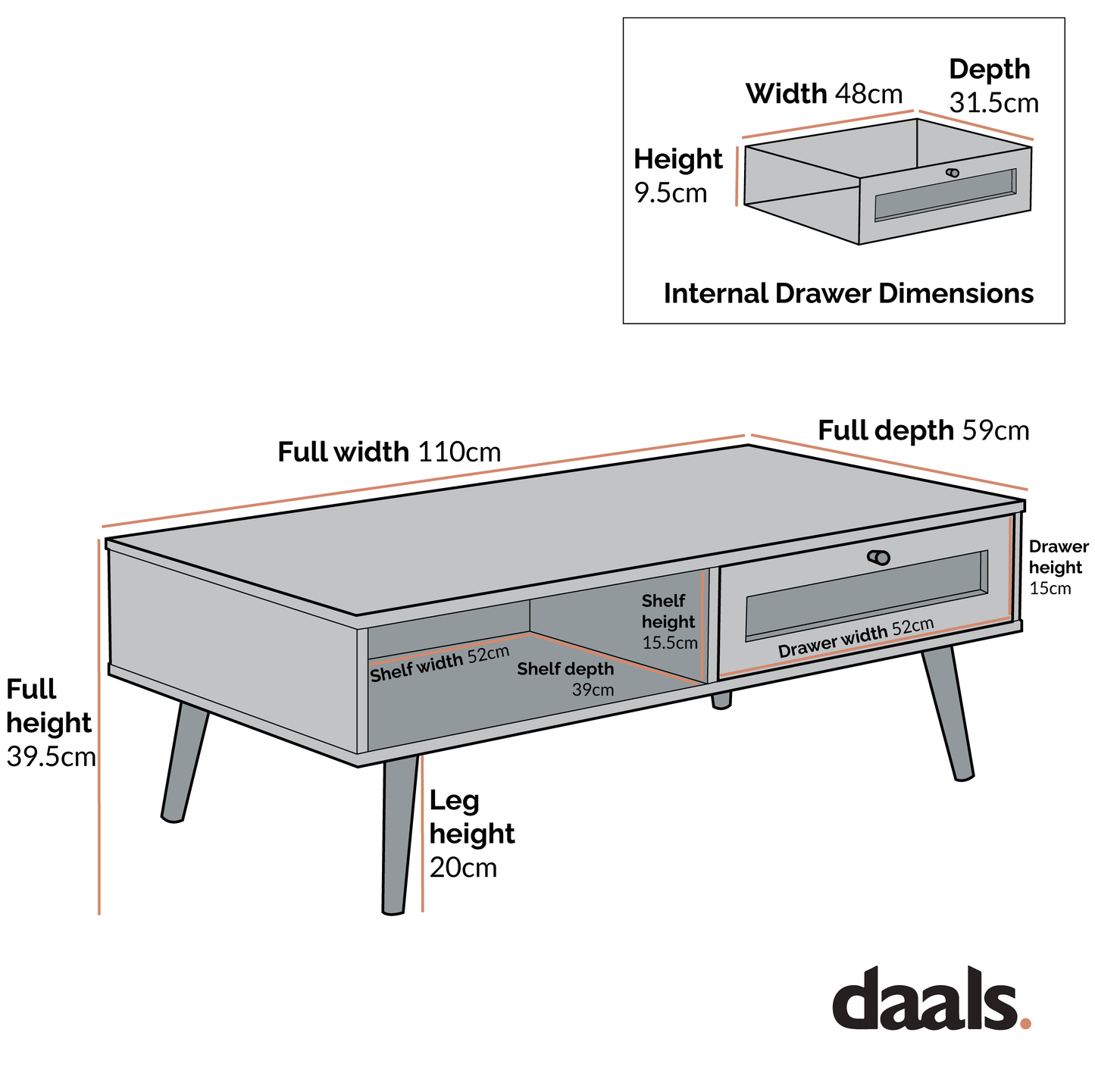 Table basse en rotin tressé Frances en bois de couleur naturelle
