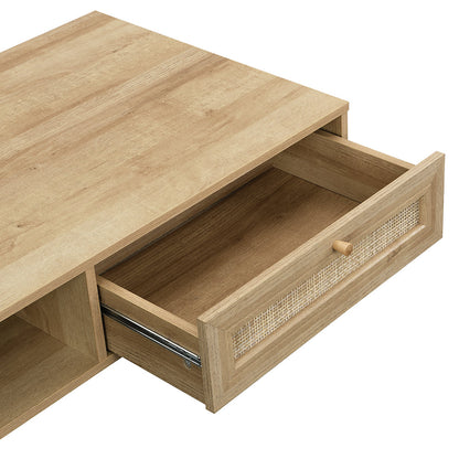 Table basse en rotin tressé Frances en bois de couleur naturelle