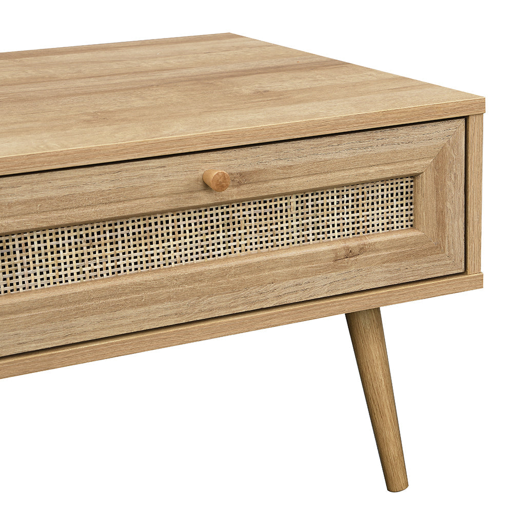 Table basse en rotin tressé Frances en bois de couleur naturelle