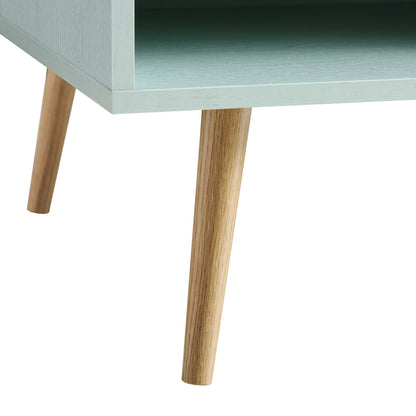 Table basse en rotin tressé Frances en bois couleur menthe