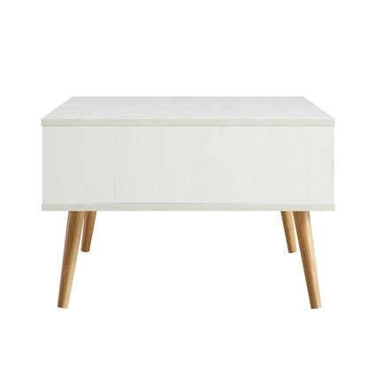 Table basse en bois et rotin tressé Frances, blanche