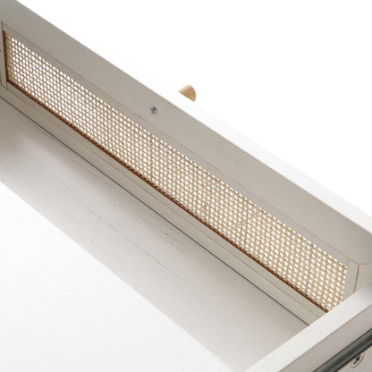 Table basse en bois et rotin tressé Frances, blanche