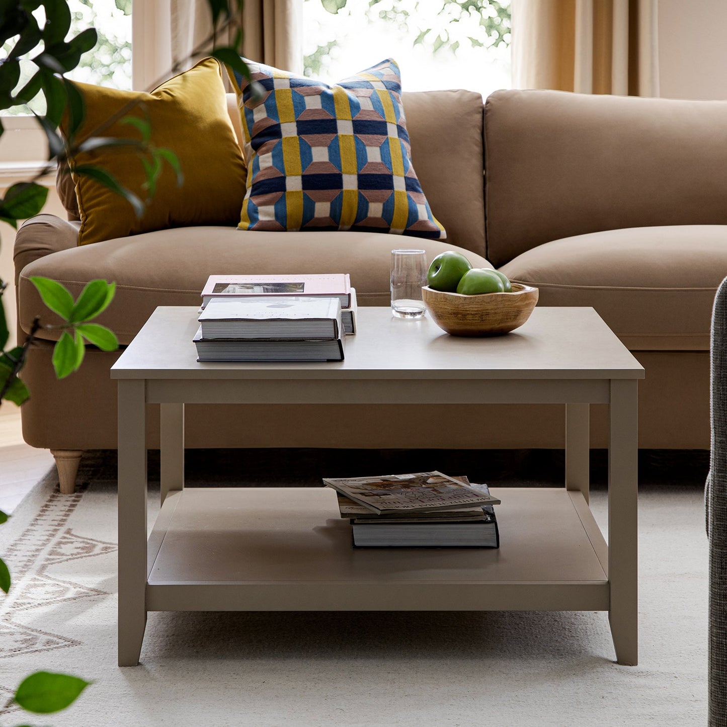 Table basse carrée Oakham 80 cm, gris foncé