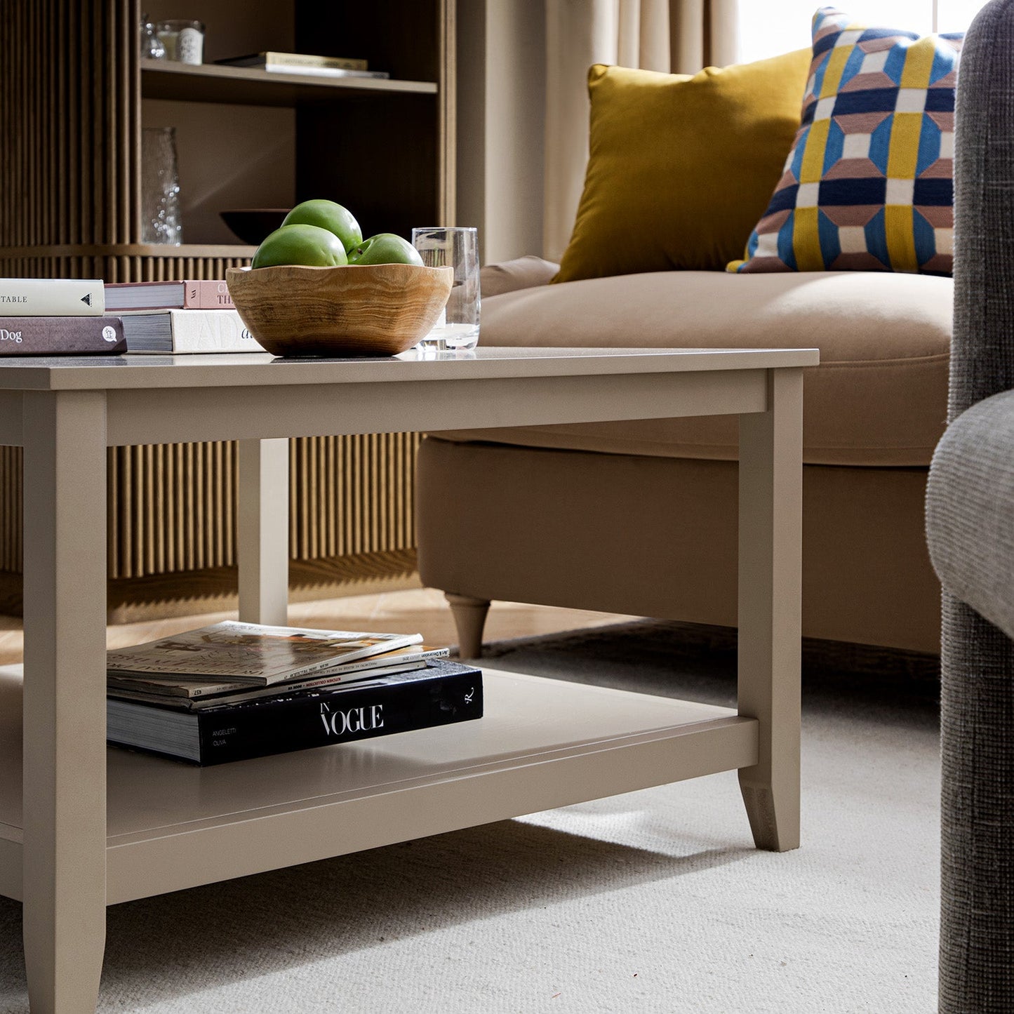 Table basse carrée Oakham 80 cm, gris foncé