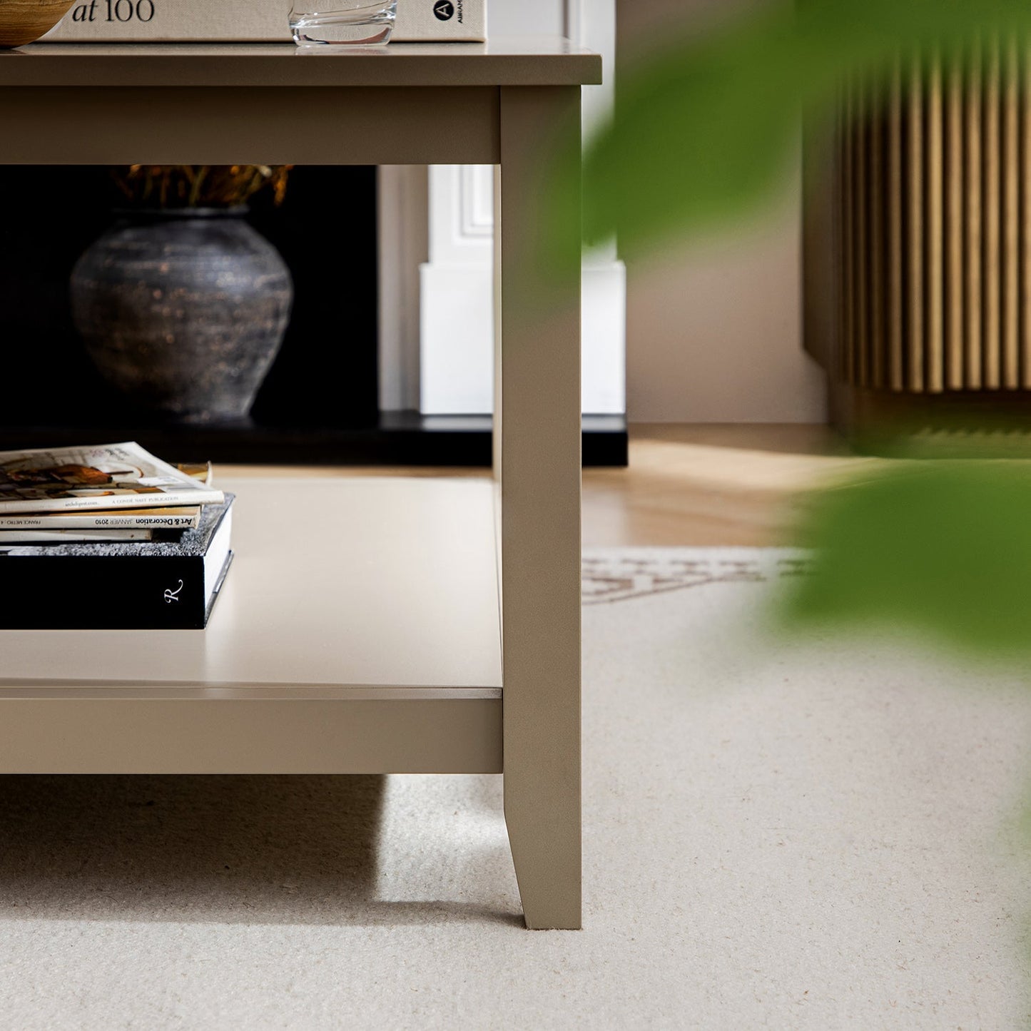 Table basse carrée Oakham 80 cm, gris foncé