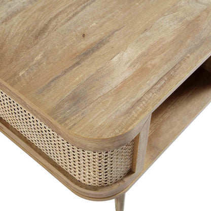 Table basse courbée en rotin Izzy, naturel