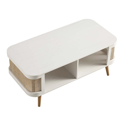 Table basse courbée en rotin Izzy, blanche