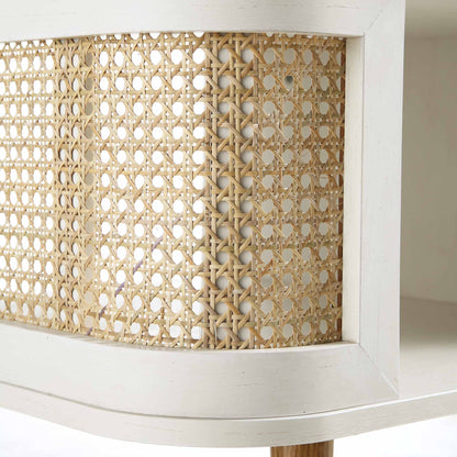 Table basse courbée en rotin Izzy, blanche