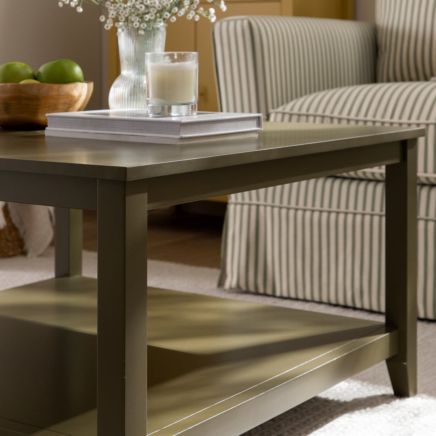 Table basse carrée Oakham 80 cm, Olive Grove