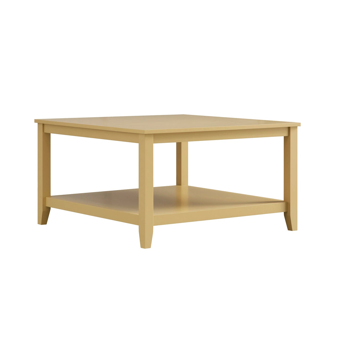 Table basse carrée Oakham 80 cm, rotin jaune