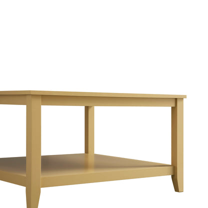 Table basse carrée Oakham 80 cm, rotin jaune