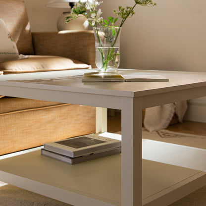 Table basse carrée Oakham 80 cm, blanc ombré