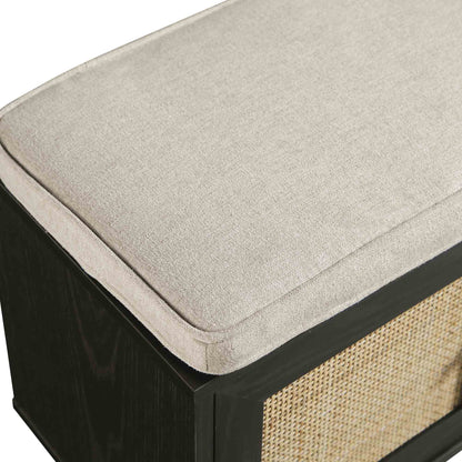 Meuble d'entrée tissé Frances avec coussin, noir