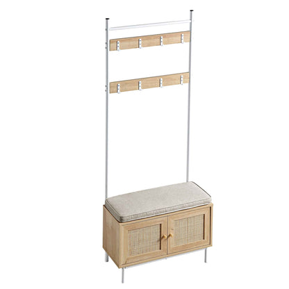 Meuble d'entrée tissé Frances avec coussin, naturel