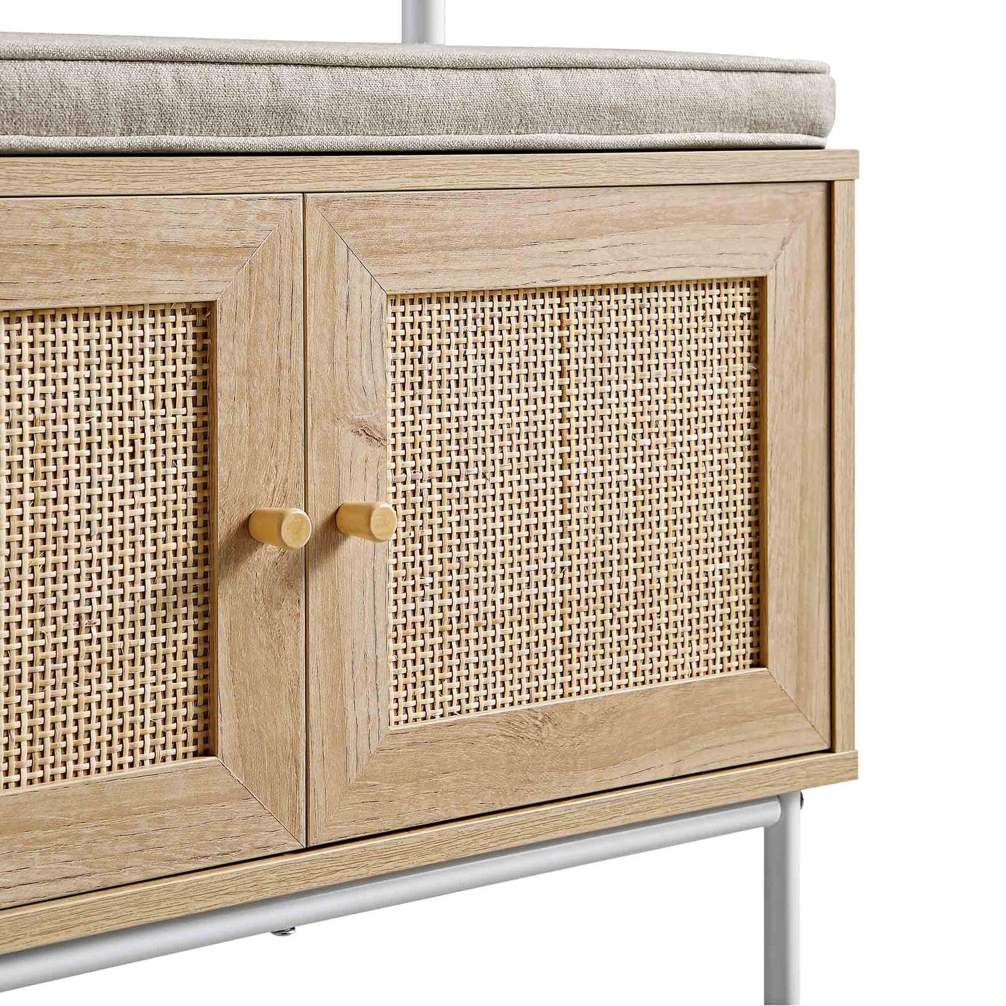 Meuble d'entrée tissé Frances avec coussin, naturel