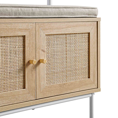 Meuble d'entrée tissé Frances avec coussin, naturel