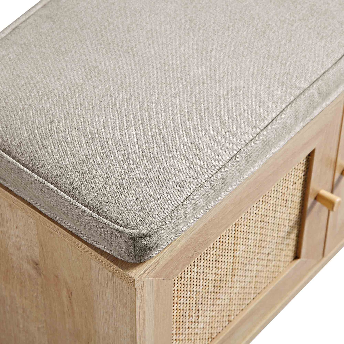 Meuble d'entrée tissé Frances avec coussin, naturel