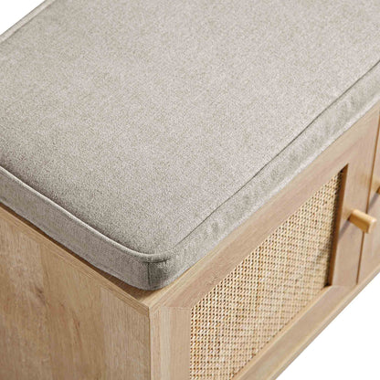 Meuble d'entrée tissé Frances avec coussin, naturel