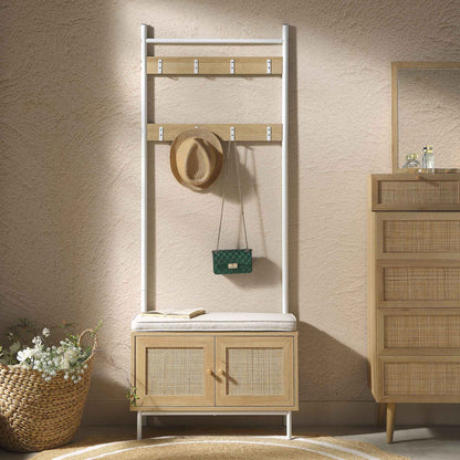 Meuble d'entrée tissé Frances avec coussin, naturel