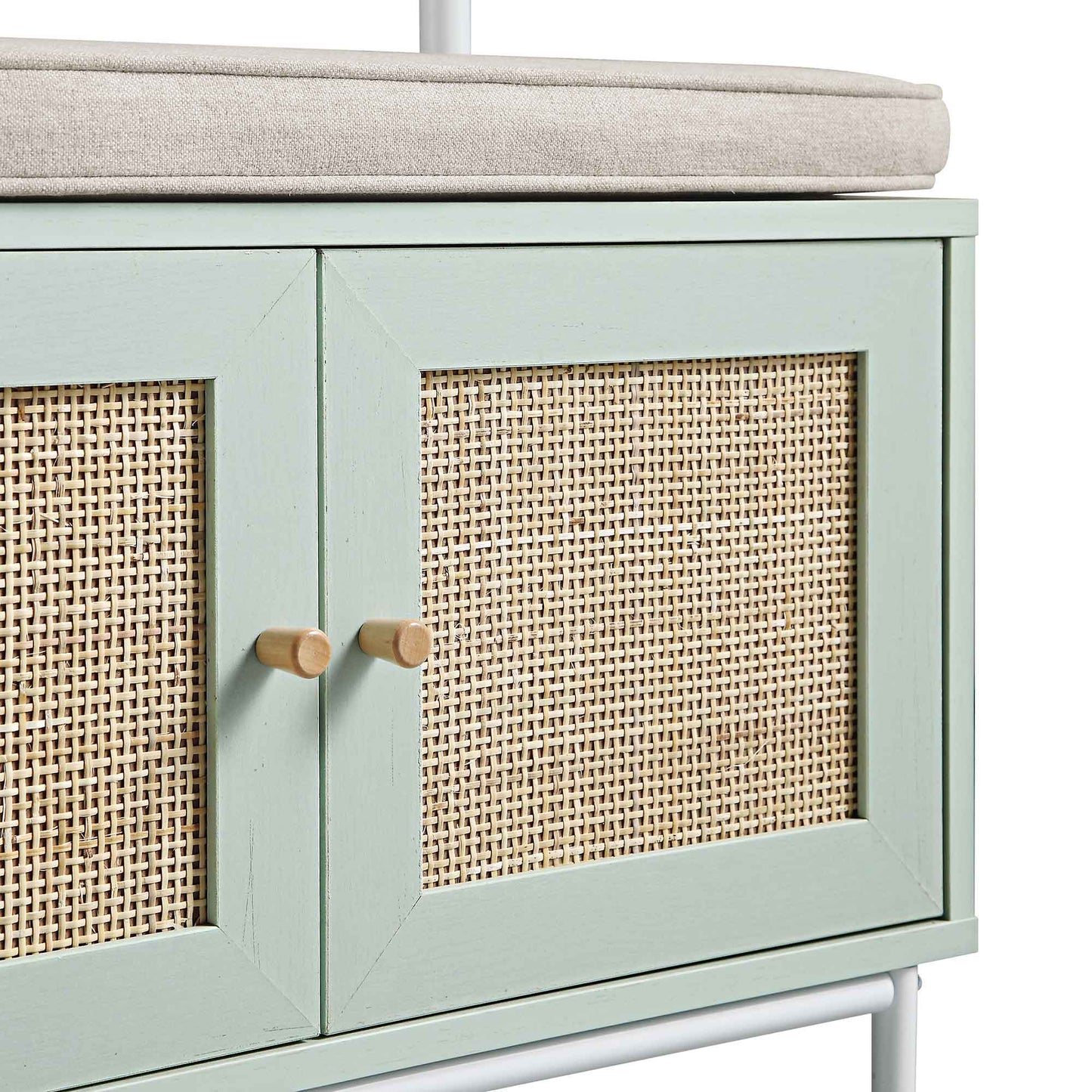 Meuble d'entrée tissé Frances avec coussin, menthe