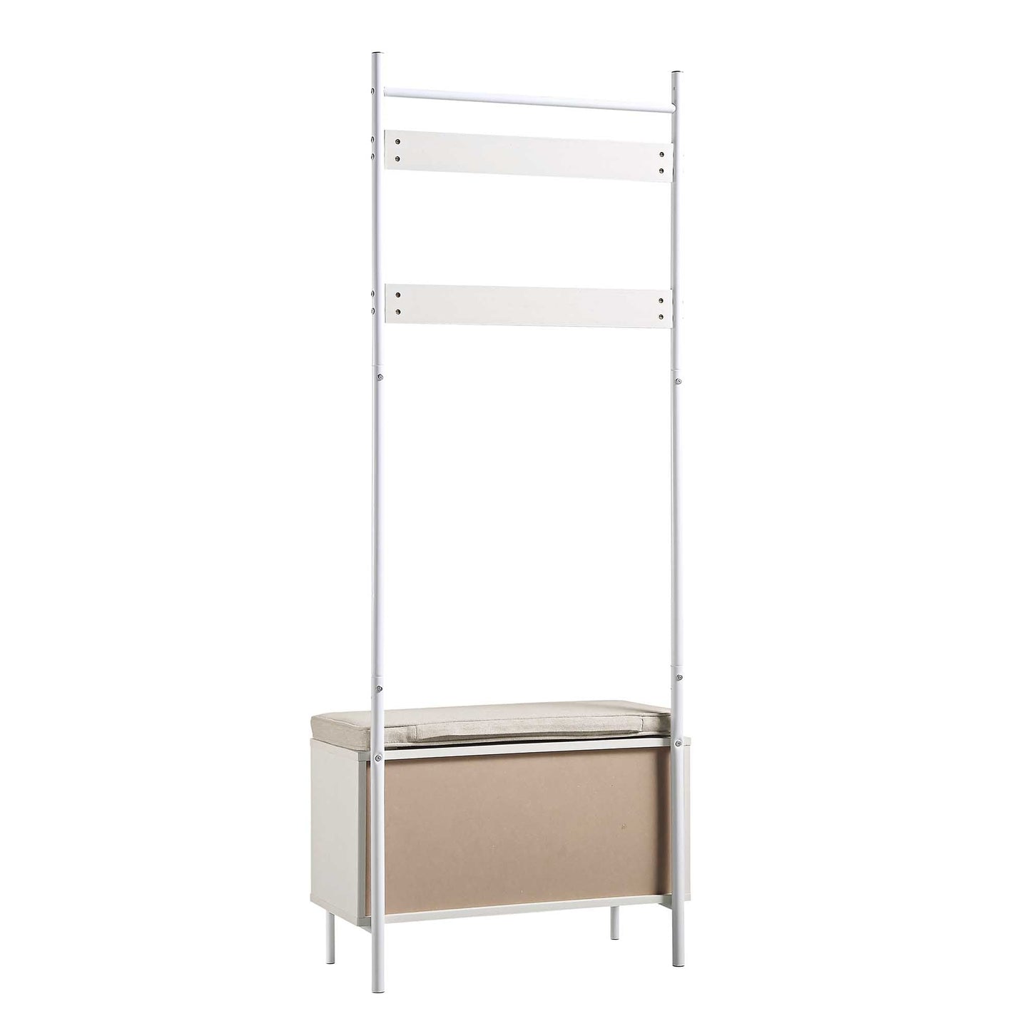 Meuble d'entrée tissé Frances avec coussin, blanc