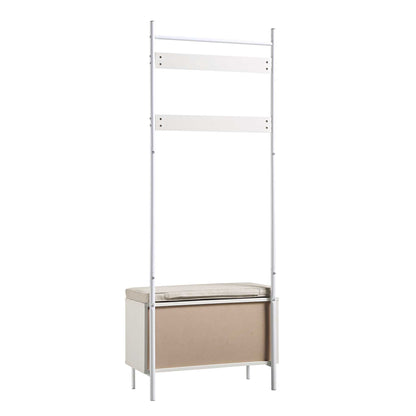 Meuble d'entrée tissé Frances avec coussin, blanc