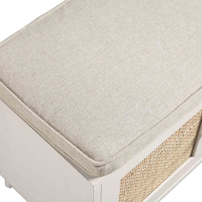 Meuble d'entrée tissé Frances avec coussin, blanc