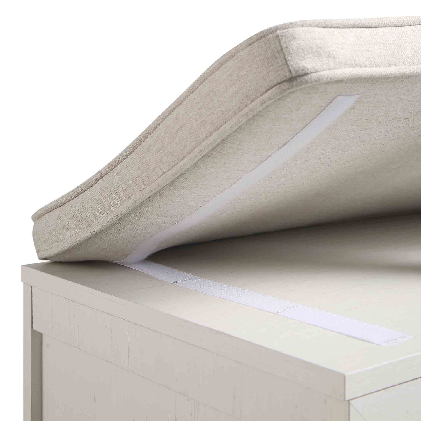 Meuble d'entrée tissé Frances avec coussin, blanc