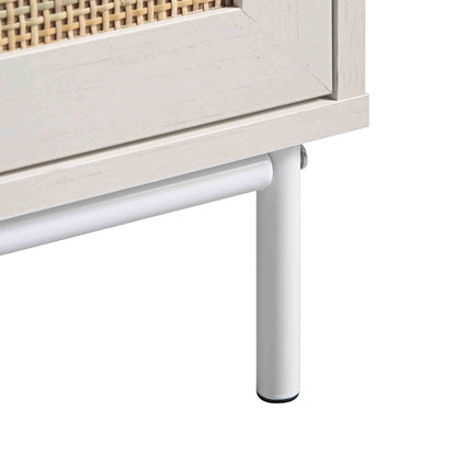 Meuble d'entrée tissé Frances avec coussin, blanc