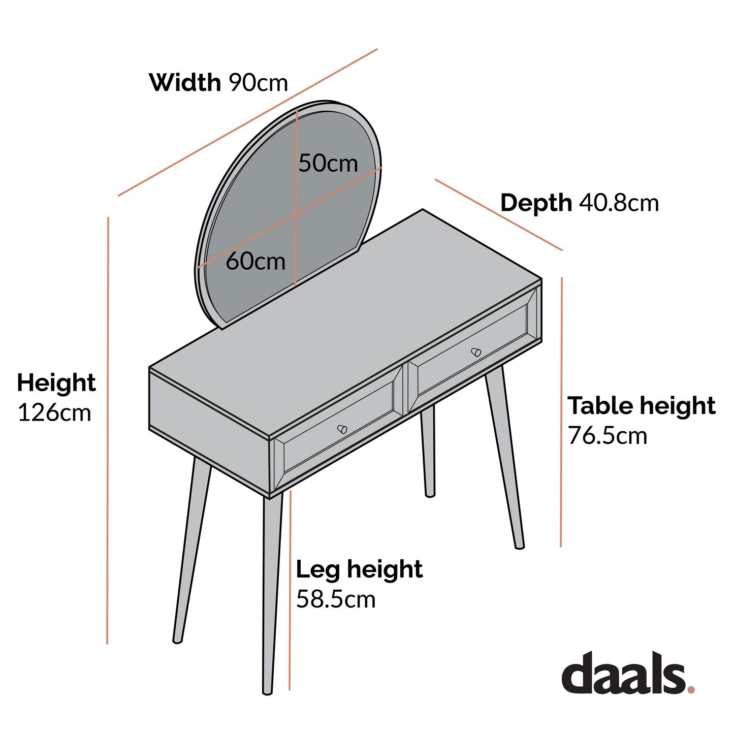 Coiffeuse en rotin tressé Frances avec miroir, blanche