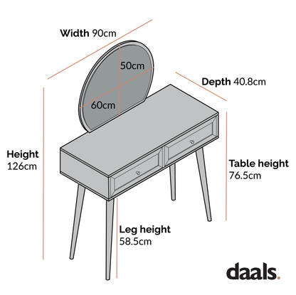 Coiffeuse en rotin tressé Frances avec miroir, blanche