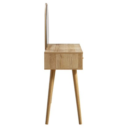 Coiffeuse en rotin tressé Frances avec miroir, naturel