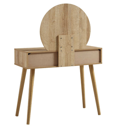 Coiffeuse en rotin tressé Frances avec miroir, naturel