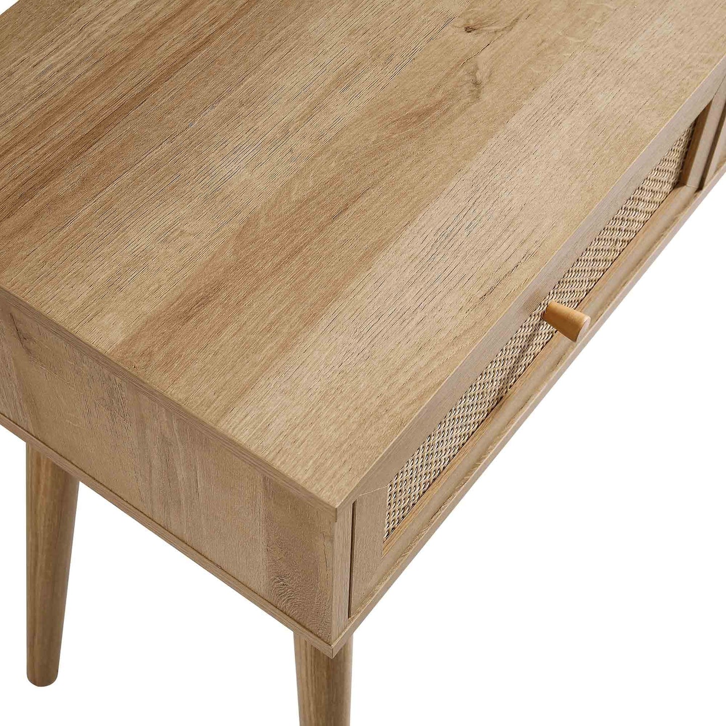 Coiffeuse en rotin tressé Frances avec miroir, naturel