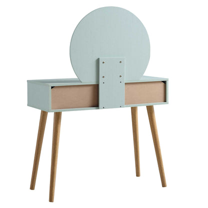 Coiffeuse en rotin tressé Frances avec miroir, menthe