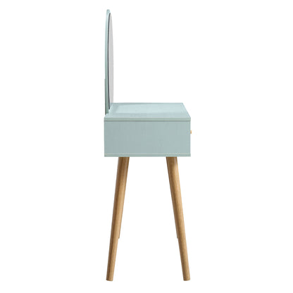 Coiffeuse en rotin tressé Frances avec miroir, menthe