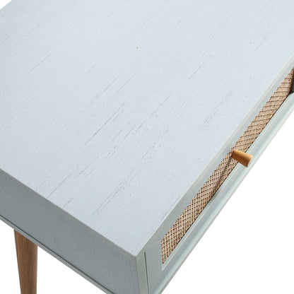 Coiffeuse en rotin tressé Frances avec miroir, menthe