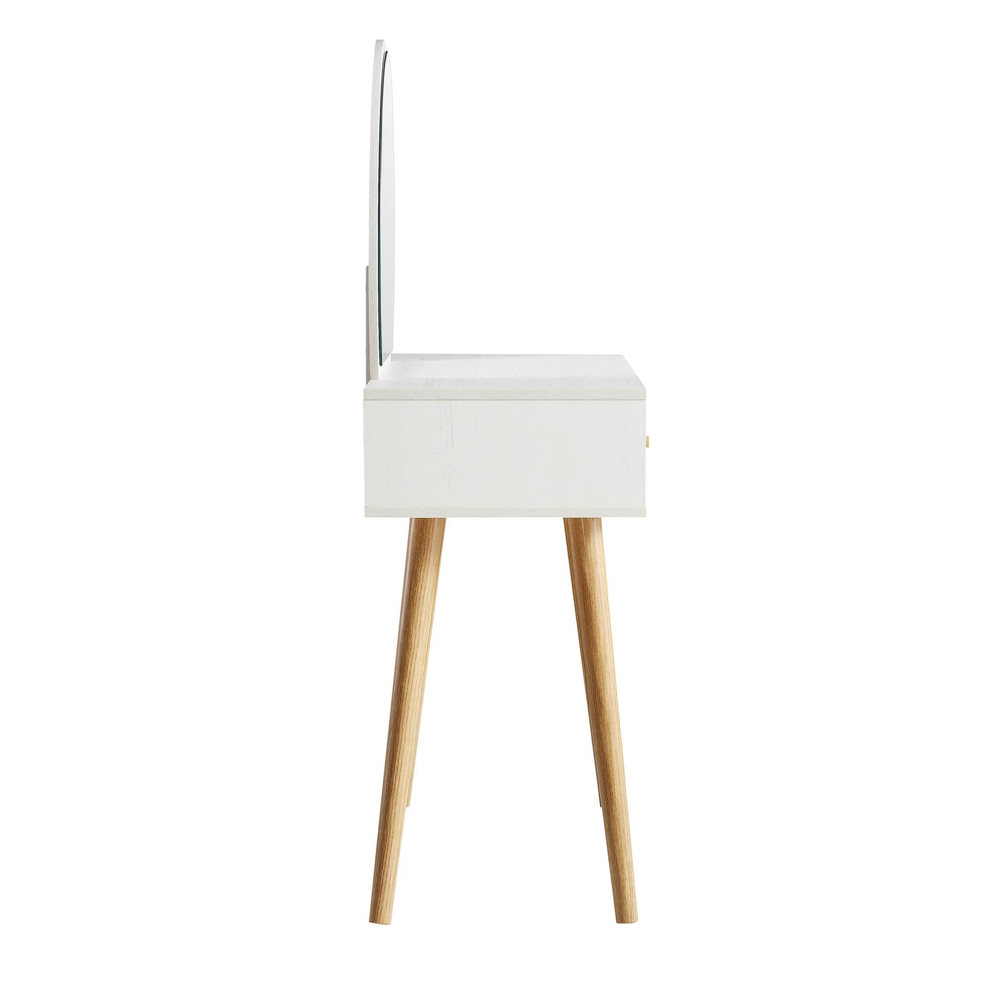 Coiffeuse en rotin tressé Frances avec miroir, blanche