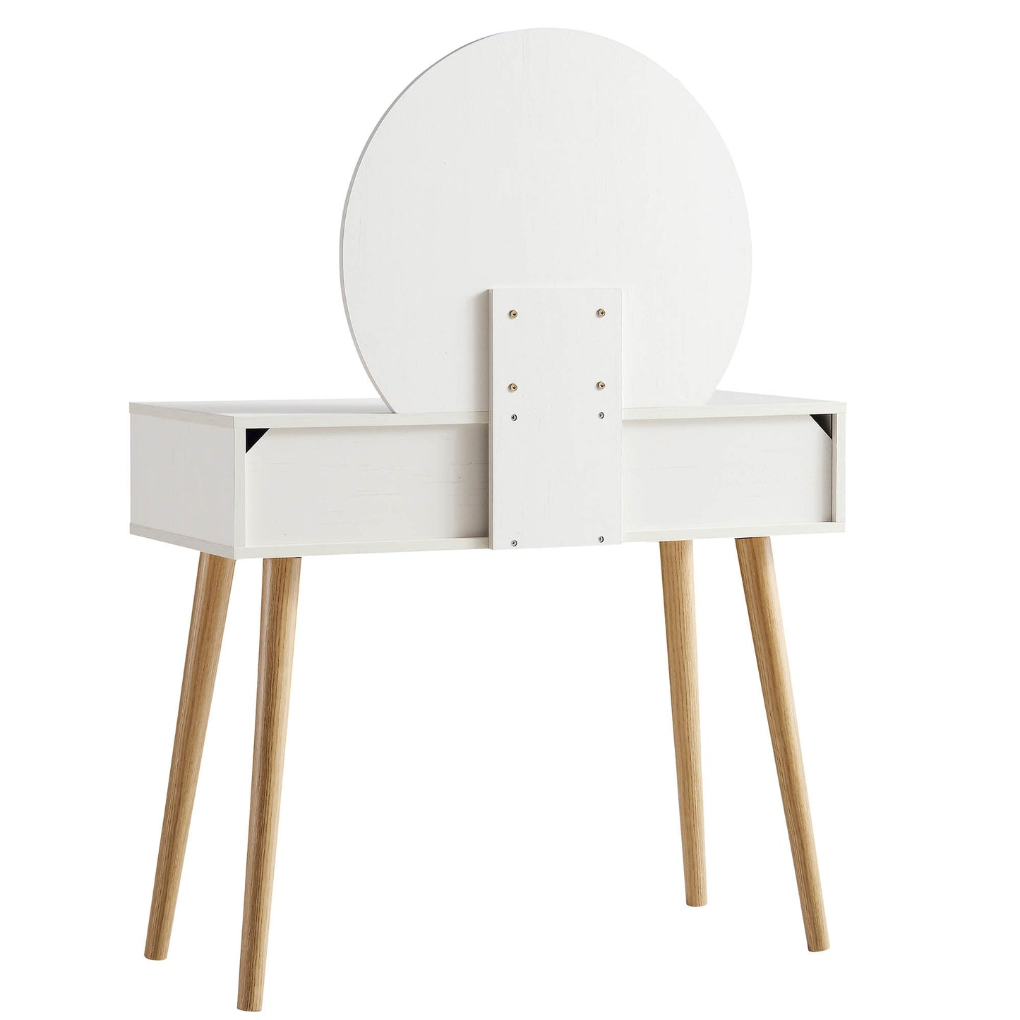 Coiffeuse en rotin tressé Frances avec miroir, blanche