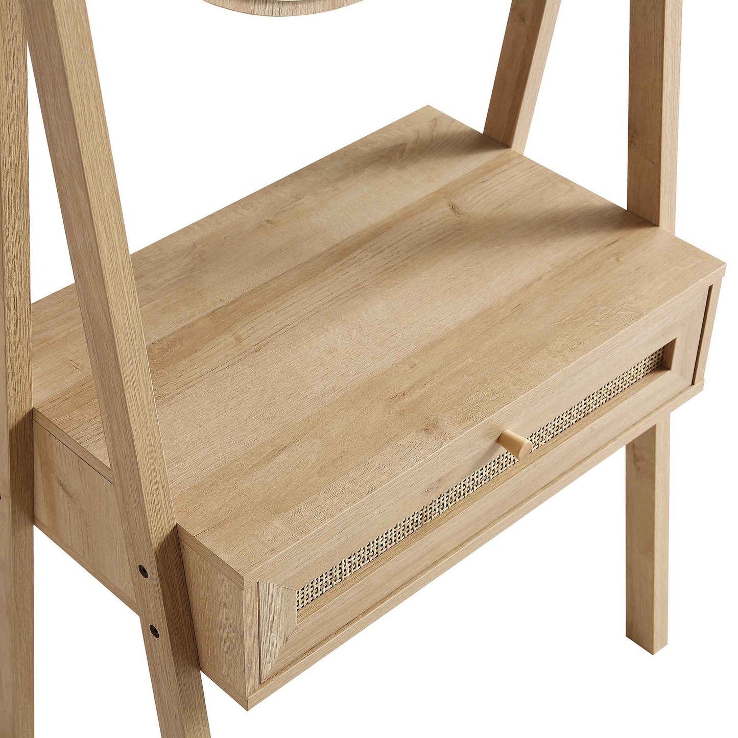 Coiffeuse sur pied en rotin tressé Frances avec miroir, couleur naturelle